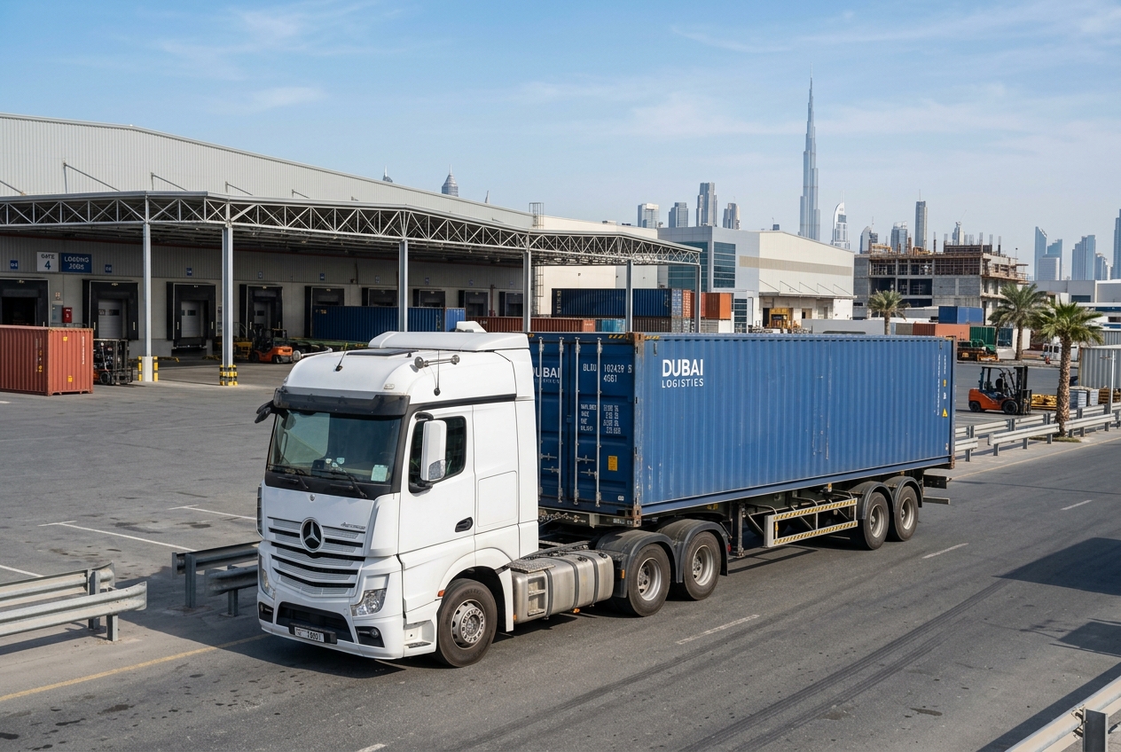 Moving Line Truck in Industrial Area