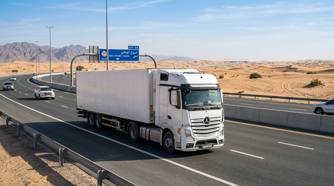 Commercial truck on UAE highway