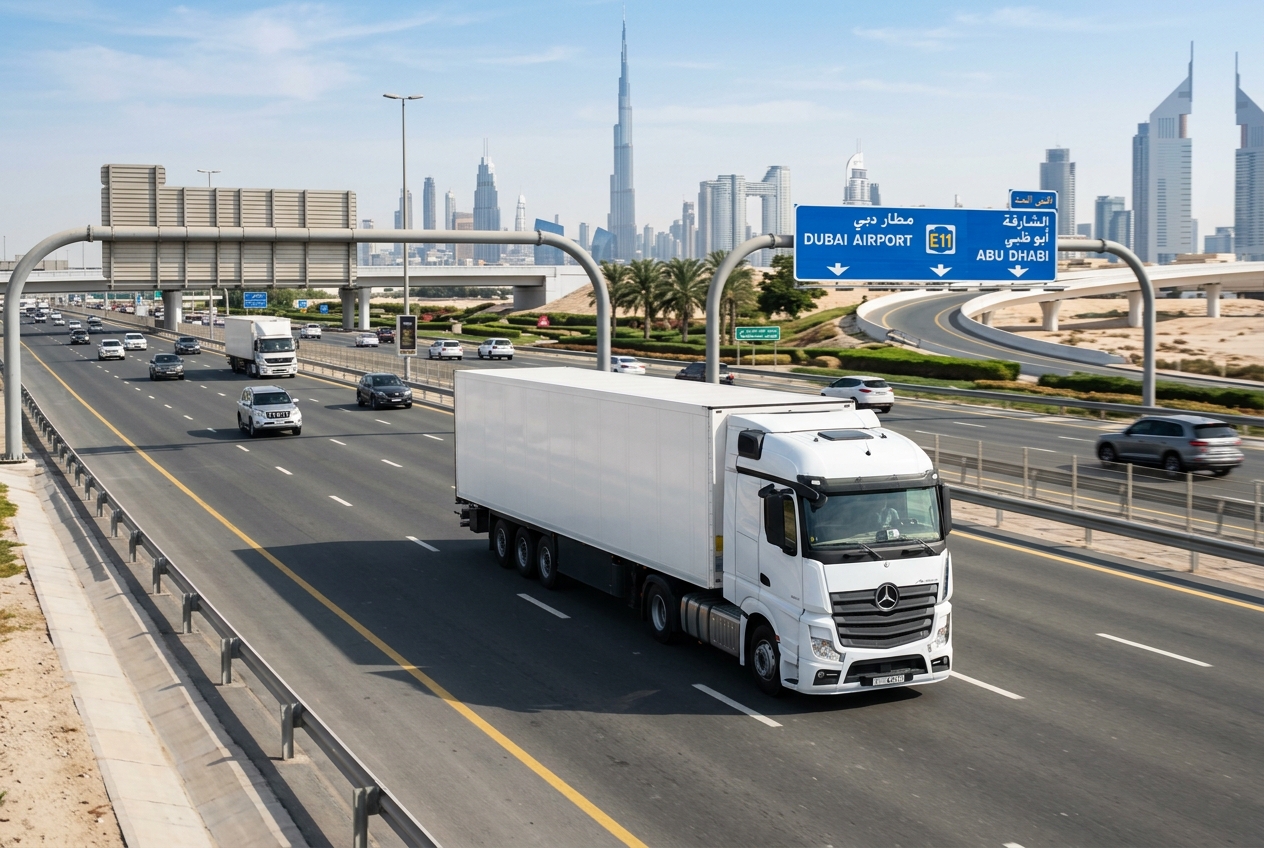 Trailer Truck on UAE Highway